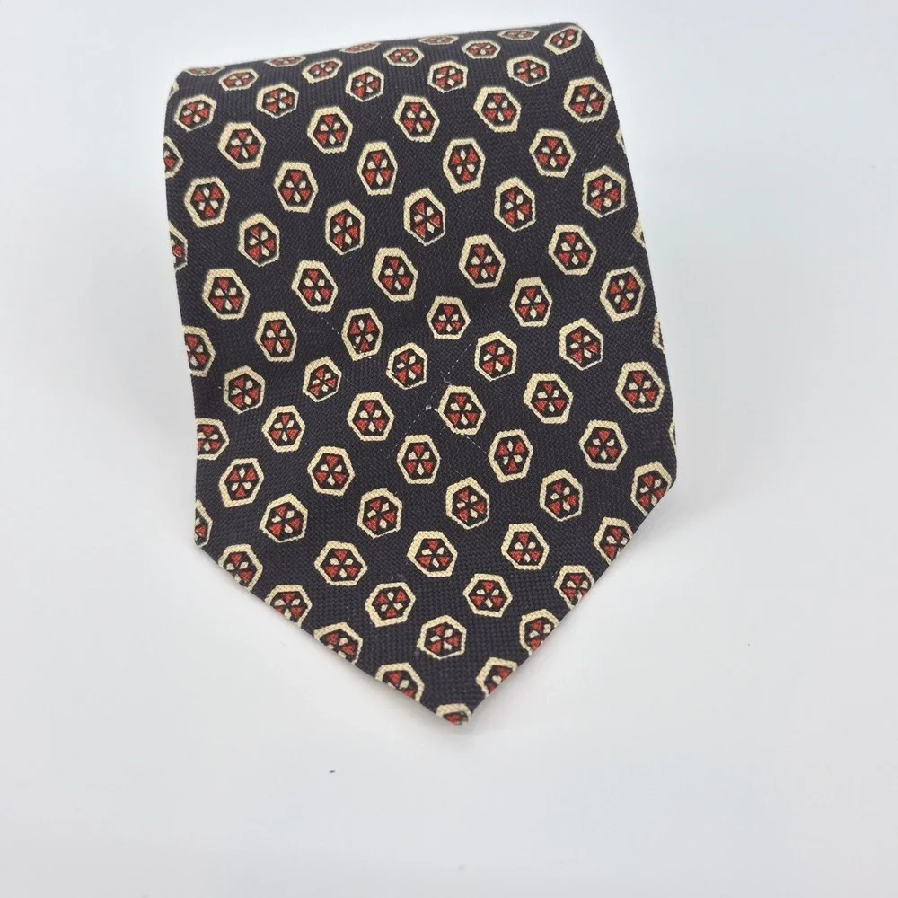 Polo Ralph Lauren Mens Silk Geometric Medallion Tie Navy Red Cream Preppy